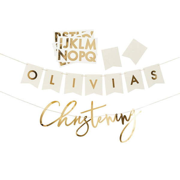 Gold Christening Banner