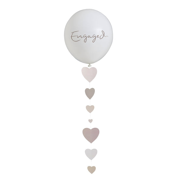 Engaged 18" Balloon & Trailing Heart Tail