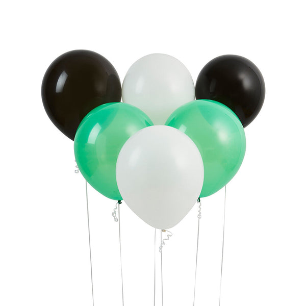 Black, Green & White 12" Balloons - 6 pack