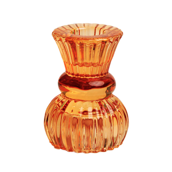 Orange Glass Candle Holder - Small