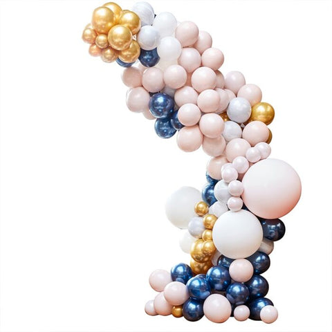 Luxe Marble Navy And Gold Chrome Balloon Arch Kit