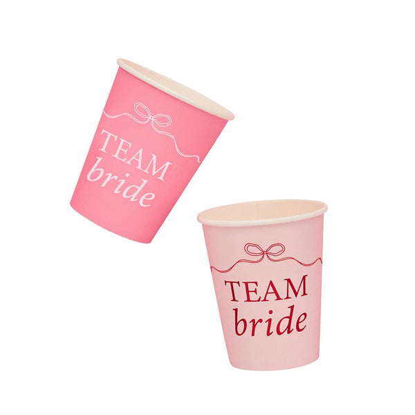 Pink Team Bride Paper Cups - pack of 8