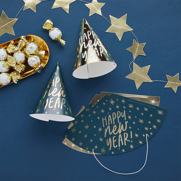 Happy New Year Party Hats - 10 Pack