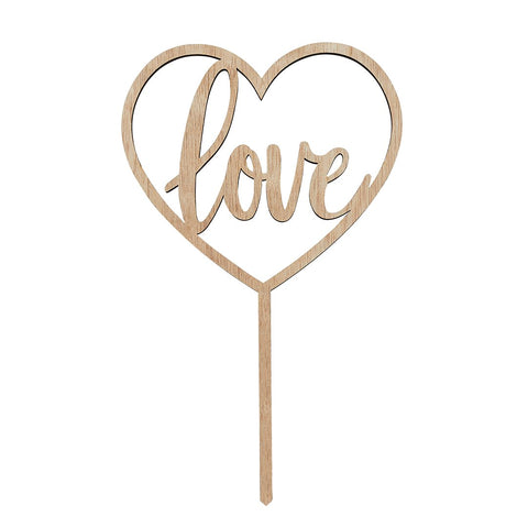 Wooden Love Cake Topper