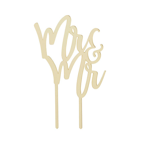 Mr & Mr Gold Acrylic Cake Topper