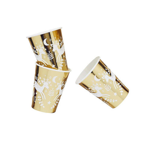 Reindeer Paper Cups 8 Pack
