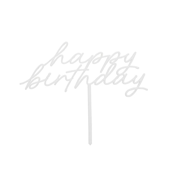 White Happy Birthday Acrylic Cake Topper