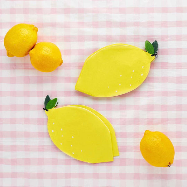 Lemon Shaped Paper Napkins 16 pack
