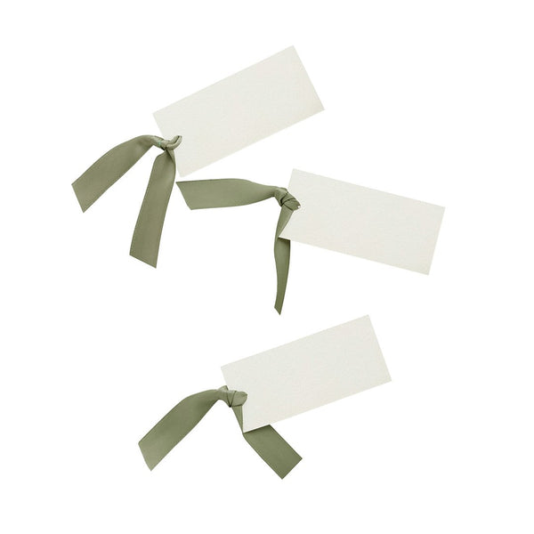 Place Cards With Green Satin Knot - Pack of 8