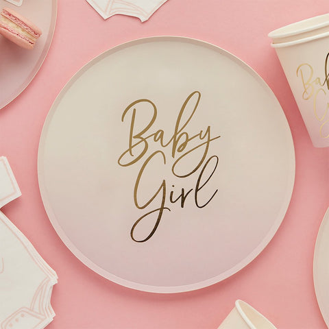Pink Baby Girl Paper Plates 8 pack