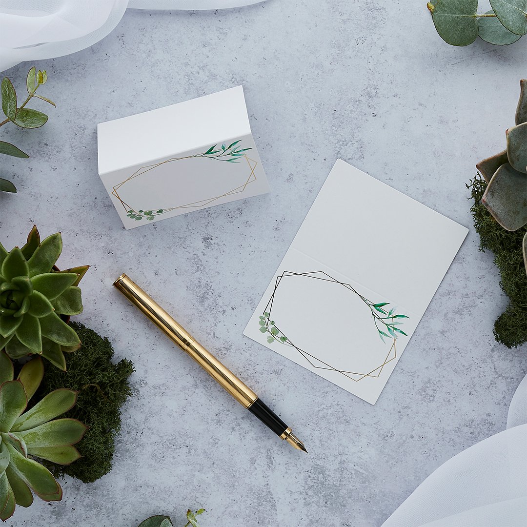 Geometric Greenery Place Cards