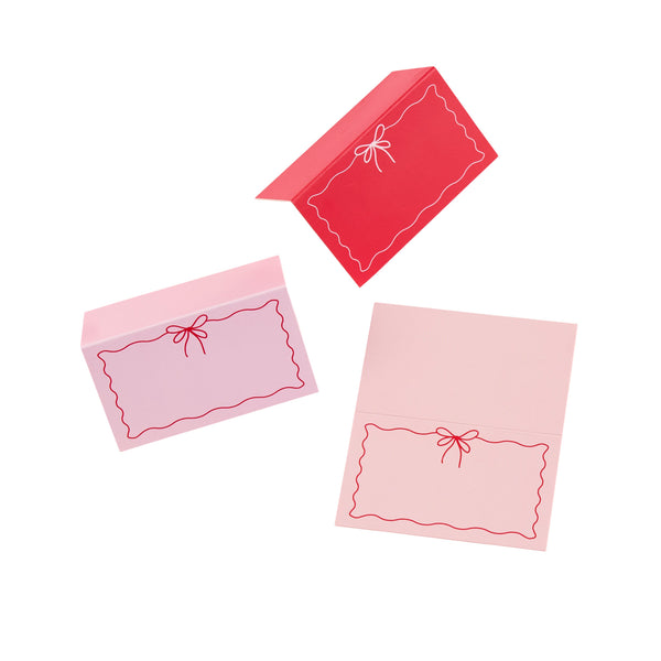 Pink & Red Bow Place Cards - Pack of 12
