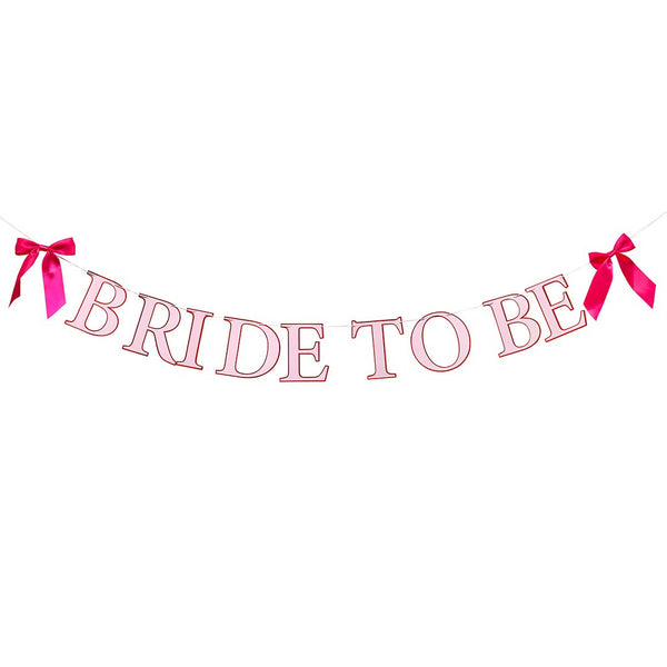 Bride To Be Card Banner With Pink Satin Bows 2m