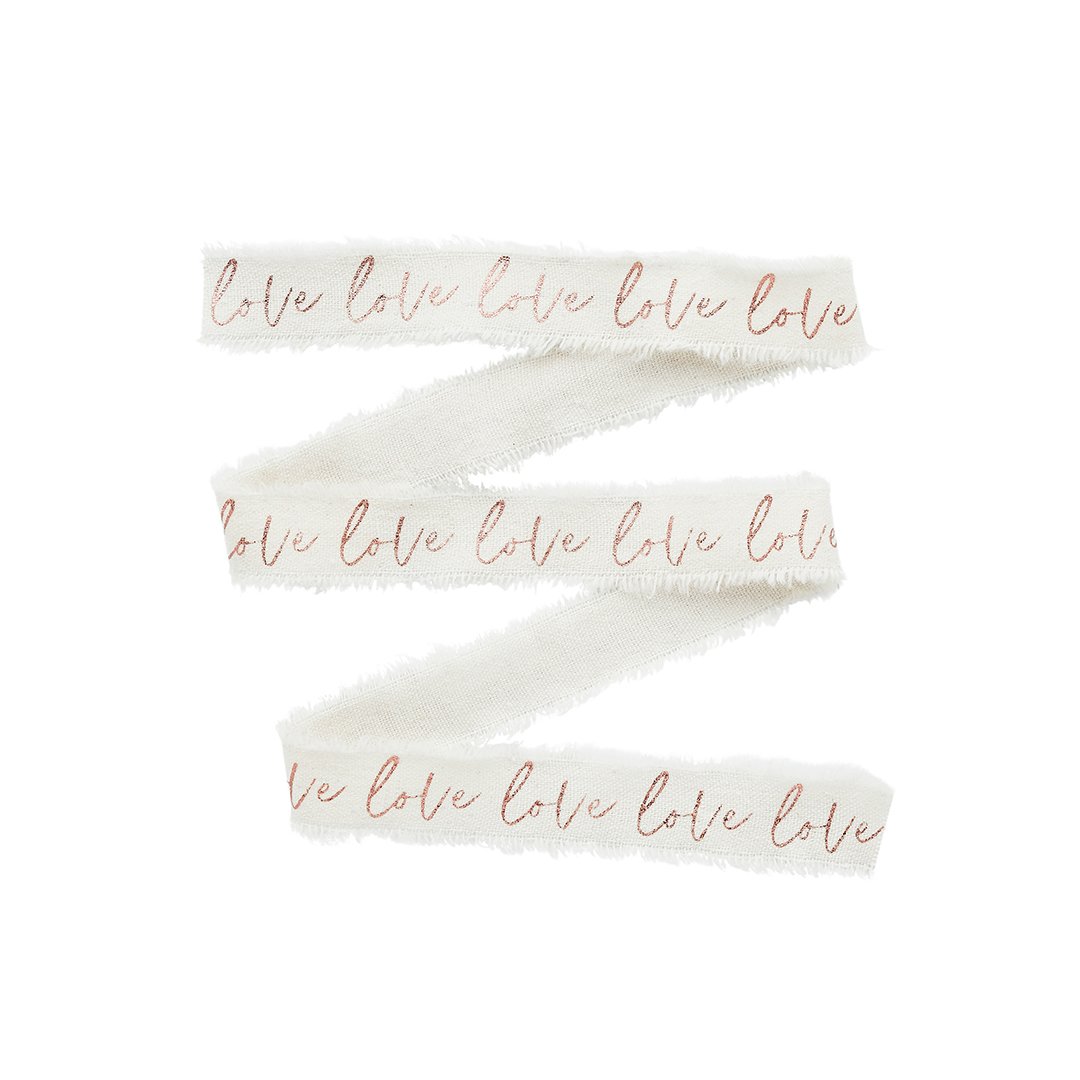 Rose Gold Love Cotton Ribbon - 25mm x 5m