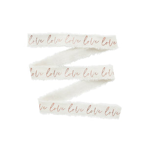 Rose Gold Love Cotton Ribbon - 25mm x 5m