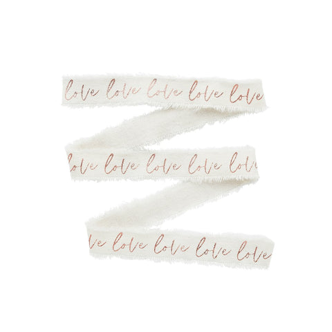 Rose Gold Love Cotton Ribbon - 25mm x 5m