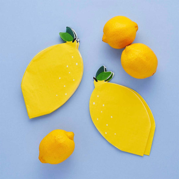 Lemon Shaped Paper Napkins 16 pack