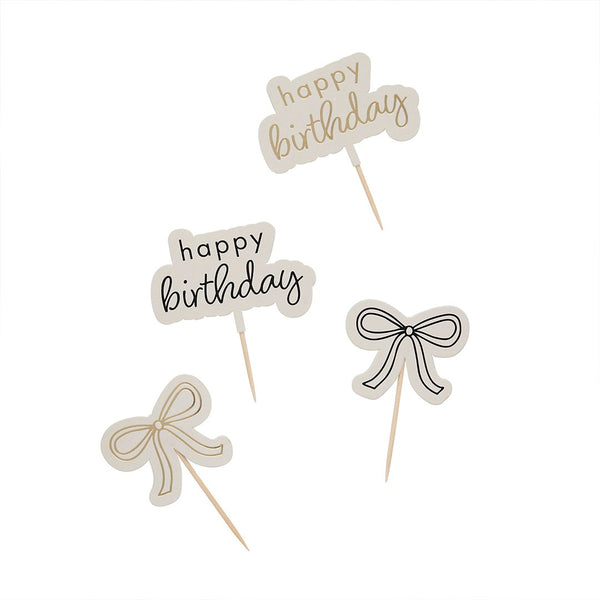 Bows & Happy Birthday Food Picks 12 pack