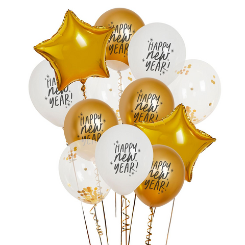 New Years 12" Latex Balloon Bundle - 12 Pack