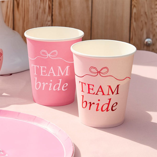 Pink Team Bride Paper Cups - pack of 8