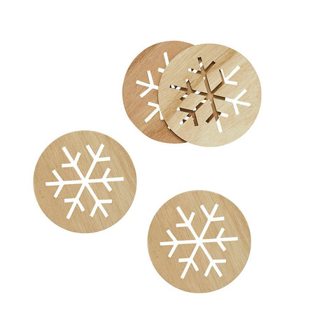 Snowflake Wooden Coasters - 4 Pack