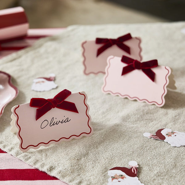 Velvet Bow Place Cards - 8 Pack