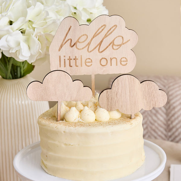 Cloud Shaped Wooden Cake Topper Set