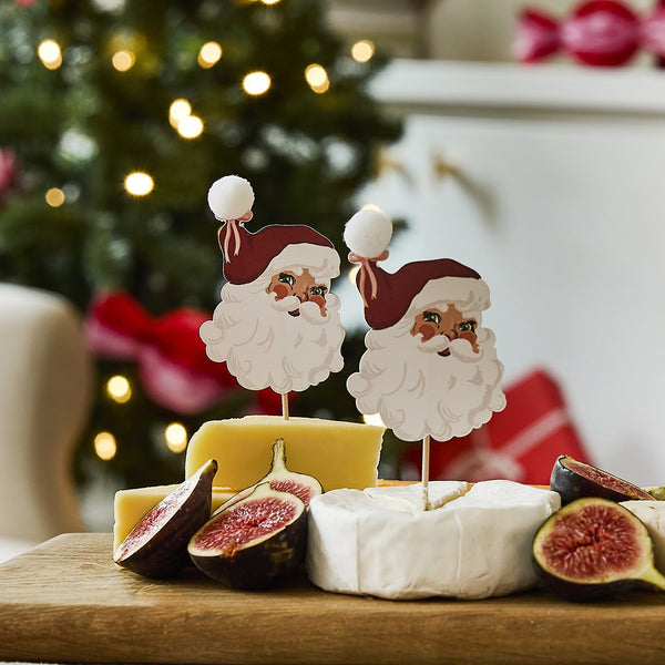Vintage Santa Pom Pom Food Picks
