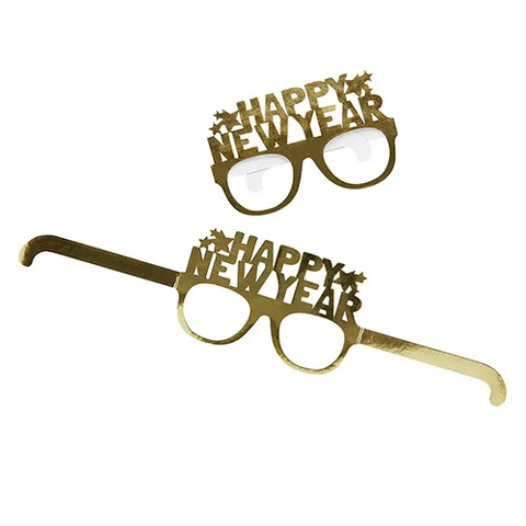 Gold Happy New Year Paper Glasses - 10 Pack