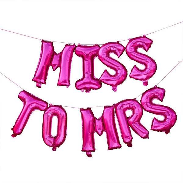 Pink Miss To Mrs 16" Pink Foil Balloon Garland
