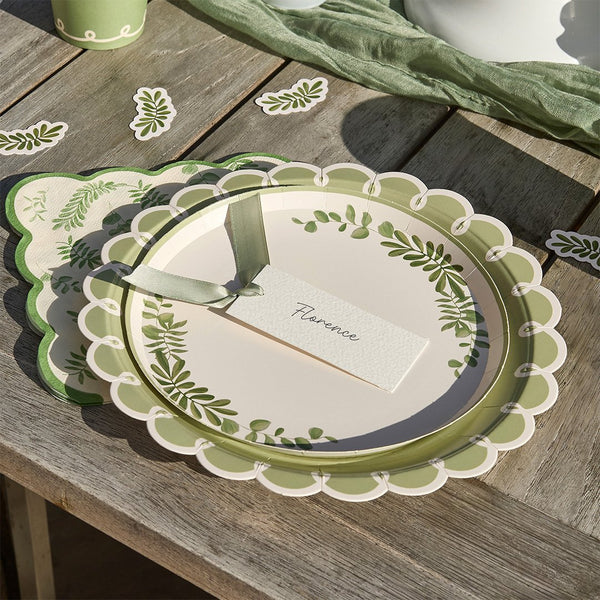 Place Cards With Green Satin Knot - Pack of 8