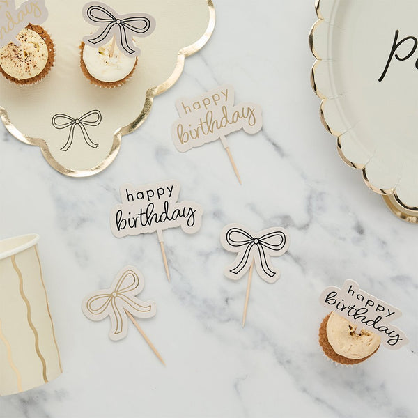 Bows & Happy Birthday Food Picks 12 pack