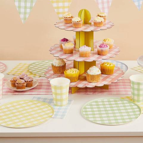 Gingham 3 Tier Cake Stand