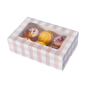 Gingham Cupcake Box - 6 piece
