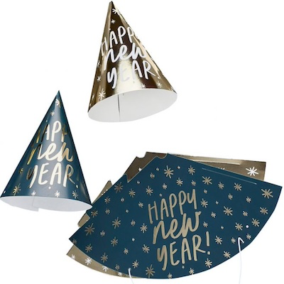Happy New Year Party Hats - 10 Pack