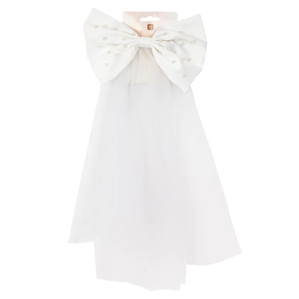 White Pearl Bow Tie Veil