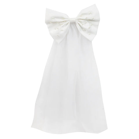 White Pearl Bow Tie Veil