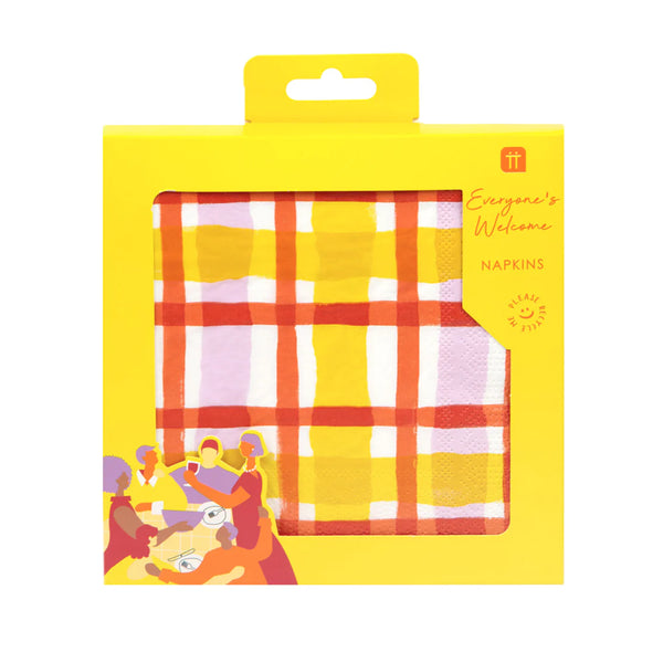 Yellow & Orange Gingham Paper Napkins (20 Pack)