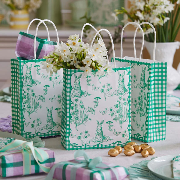 Toile de Jouy Green Paper Gift Bags