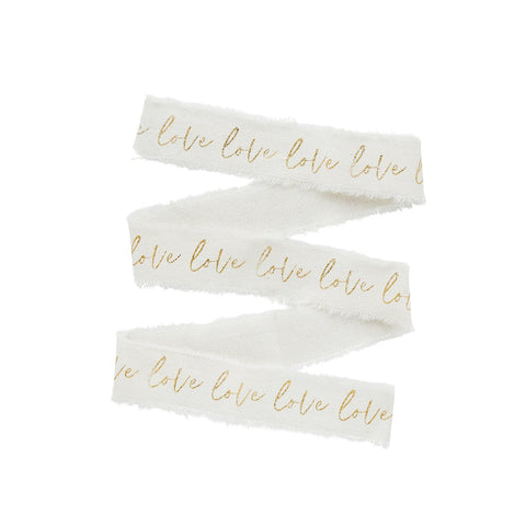 Gold Foiled Love Cotton Ribbon - 25mm x 5m