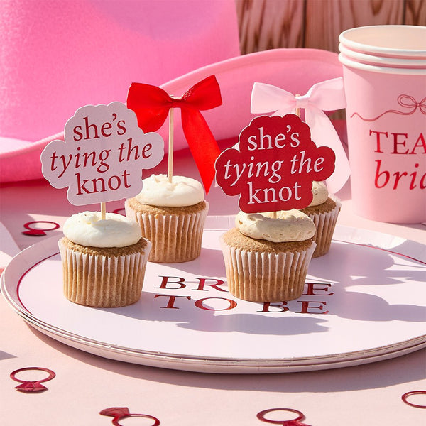 She's Tying The Knot & Satin Bow Food Picks 12 pack