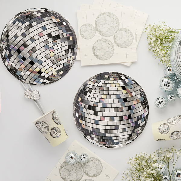 Silver Disco Ball Paper Plates 8 pack
