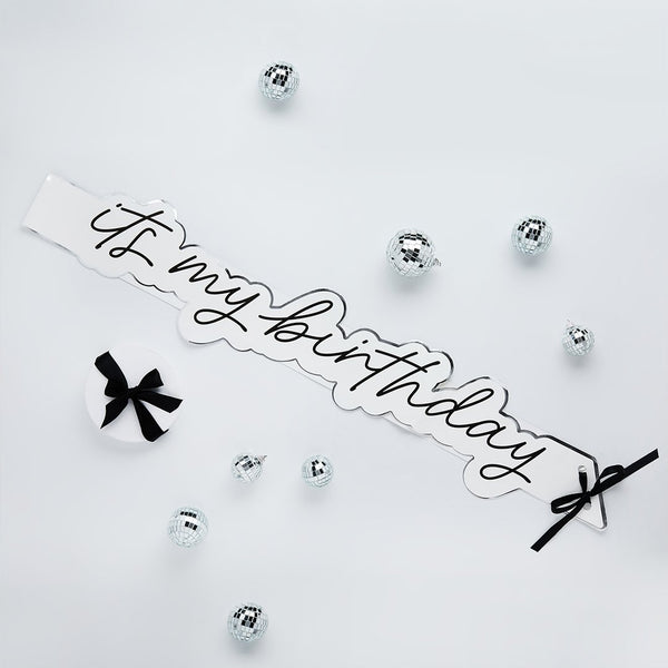 Silver Foiled It's My Birthday Paper Sash
