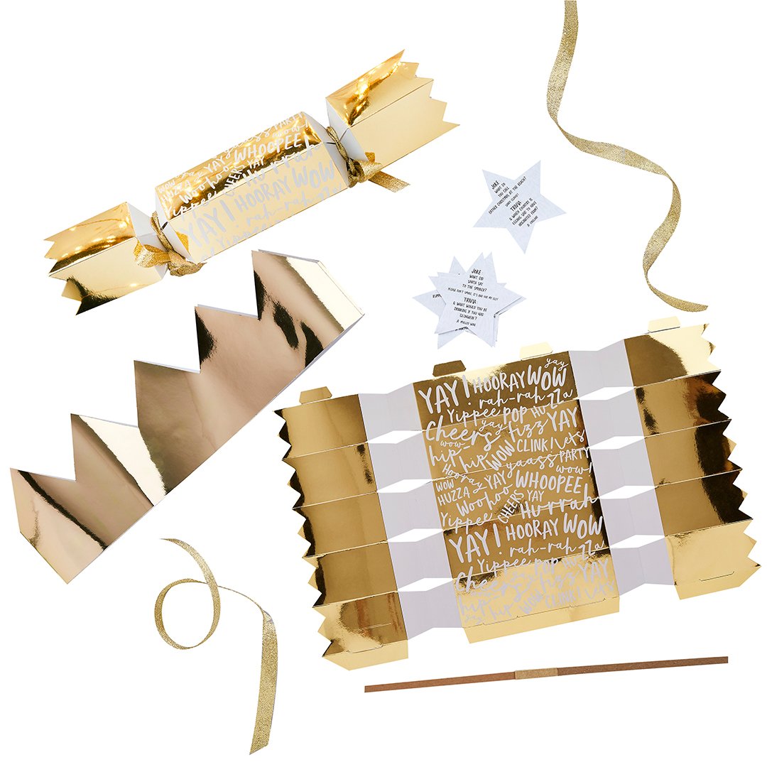 Gold DIY Christmas Crackers - 6 pack