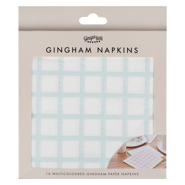 Pastel Gingham Paper Napkins