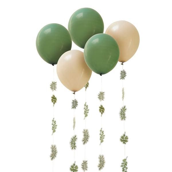 Botanical 12" Latex Balloons & Tails - Pack of 5