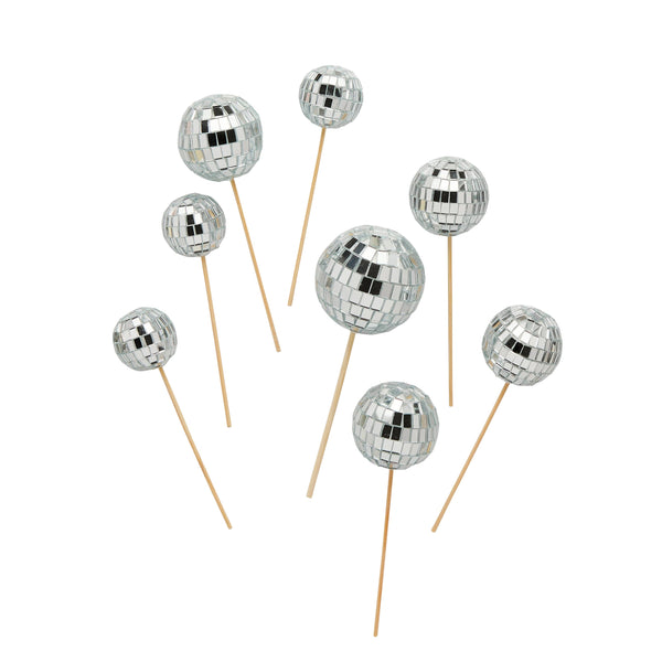 Disco Ball Cake Decorations - 8 pack