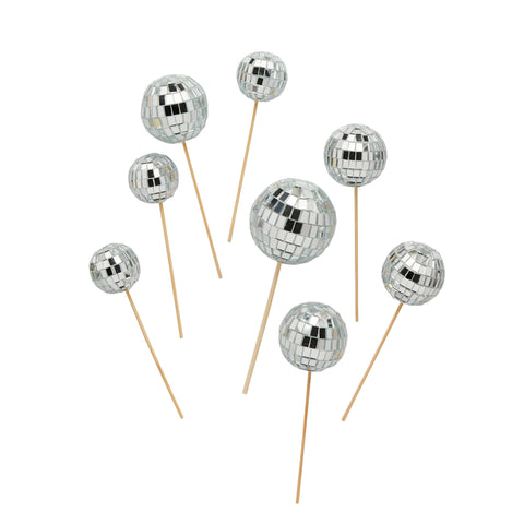 Disco Ball Cake Decorations - 8 pack