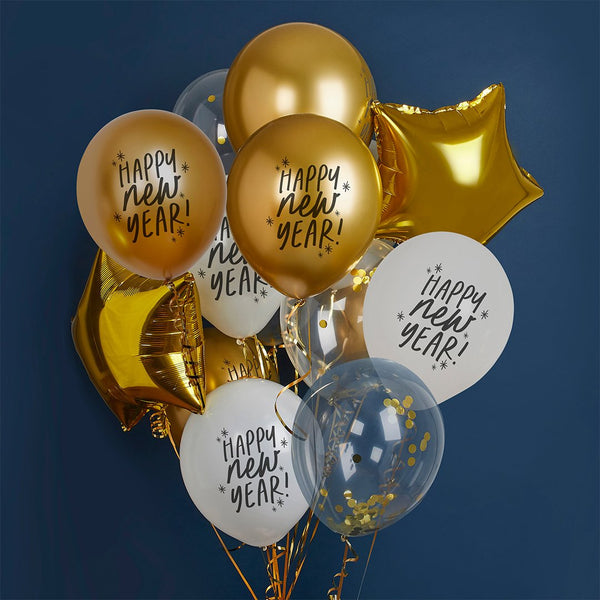 New Years 12" Latex Balloon Bundle - 12 Pack