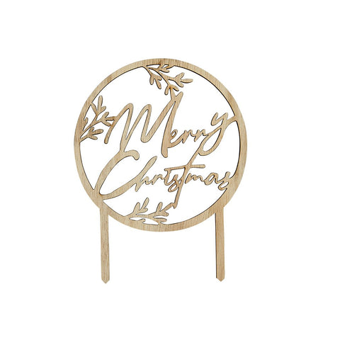 Wooden Merry Christmas Cake Topper